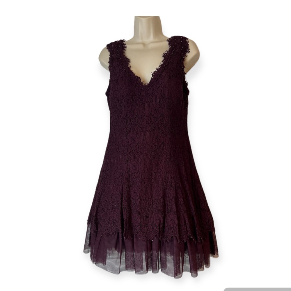 Betsy & Adam Lace-Overlay Tulle A-Line Dress Women's‎ Size 10 Wedding Guest
